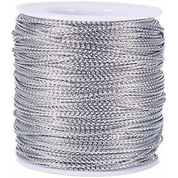 40m Metallic Cord Silver Cord for Jewelry Making Round 2mm 43.74 Yards