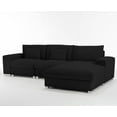 thumbnail image 3 of 113" Modern L-Shaped Modular Sectional Sofa, Cloud Couch with Chaise Lounge, Sleeper Comfy Upholstered Deep Seat Sofa for Living Room, Apartment Furniture Sets, Easy Assembly, Black, 3 of 9