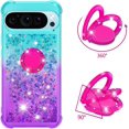 thumbnail image 2 of Gradient Quicksand Case for Google Pixel 9 Pro/Pixel 9 2024 with Ring Kickstand, Bling Sparkle Colorful Liquid Glitter Cover Case for Google Pixel 9 Pro. JB-Green Purple, 2 of 14
