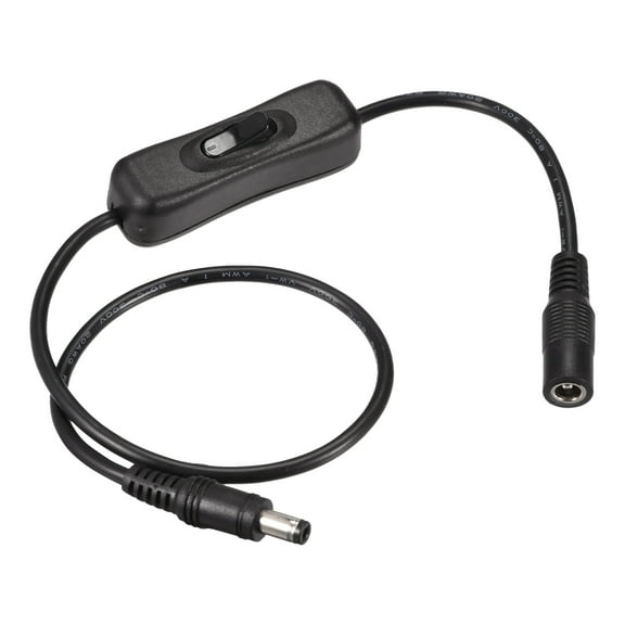 Uxcell 5.5mm x 2.5mm DC Male to Female Extension Cable with Switch 50cm Black 3Pcs