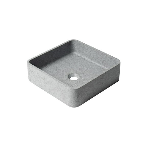 ALFI brand 16" Solid Concrete Chiseled Style Square Above Mount Vessel Sink