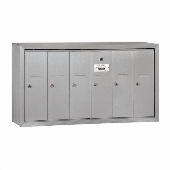 Vertical Mailbox - 6 Doors - Aluminum - Surface Mounted - USPS Access