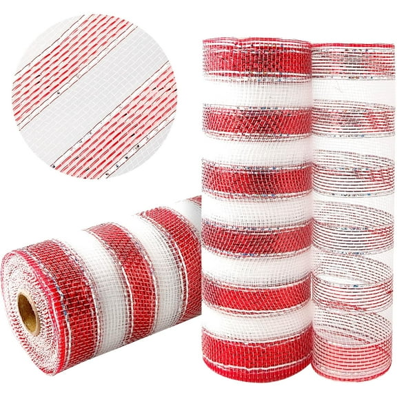 2 Rolls with Gold Foil Metallic Deco Mesh Ribbon 10 in x 30 ft,Basic Metallic Deco Mesh RibbonRolls for DIY Door Wreath Supplies Christmas Tree Decoration Gift Wrapping,Floral