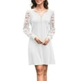 thumbnail image 3 of Fall Dresses for Women Lace Long Sleeve Elegant Slim Formal Party Dress White M, 3 of 8