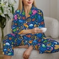 thumbnail image 6 of Honeii Sea Fish print Women's Pajama Sets Long Sleeve Button Down Sleepwear Nightwear Soft Pjs Lounge Sets-XX-Large, 6 of 7