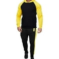 thumbnail image 2 of BXINGOHAI Men's 2 Pieces Sweatsuit Cotton Breathable Long Sleeve Patchwork Tracksuits Fall Winter Jogging Sports Hoodies Sweatshirts And Elastic Waist Sweatpants Yellow,L, 2 of 5