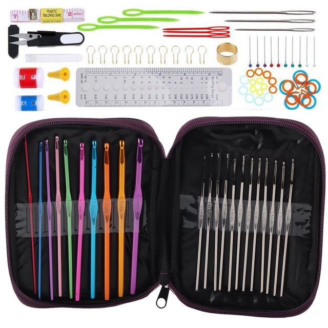 Emoshayoga Práctica Herramienta de Costura Kit de Gancho de Ganchillo Aguja de Tejer para Suéter para Regalo(Púrpura)