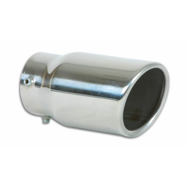 Vibrant Performance Exhaust Tail Pipe Tip 1503 2-1/4 Inch Inlet; 3 Inch Outlet; Stainless Steel; Round; Angle Cut; Rolled Edge; 5-1/2 Inch Length