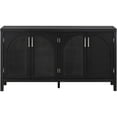 thumbnail image 2 of Large Storage Space Sideboard with Artificial Rattan Door, Wooden Storage Cabinet with Metal Handles and Adjustable Shelves, Buffet Cabinet with Solid Wood Legs for Dining Room, Living Room, 2 of 7