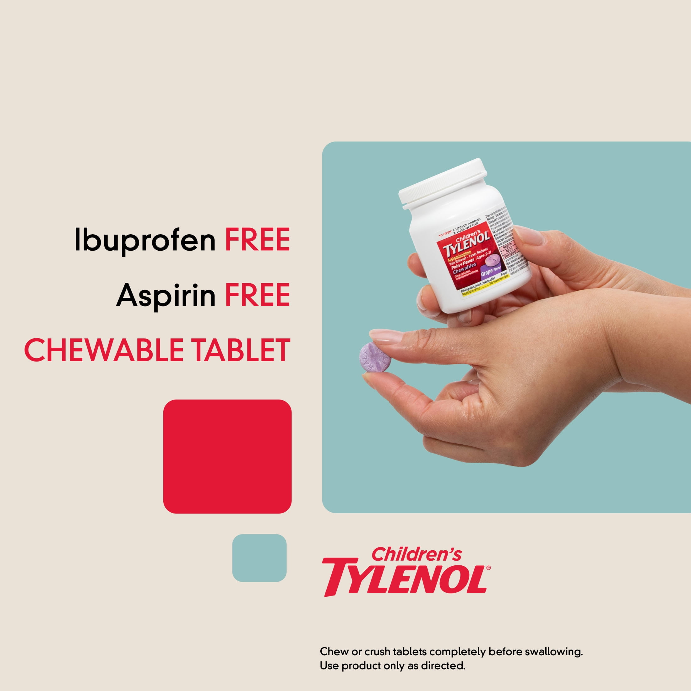 Children's Tylenol Chewables with 160 mg Acetaminophen, Grape, 24 Count