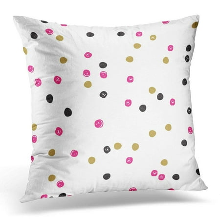 Black White Flyer Design - CMFUN Geometric Ink Brush Polka Dot Pattern Black Gold Pink and White Grunge Tags Flyers and Designs Abstract Throw Pillow Case Pillow Cover Sofa Home Decor 16x16 Inches