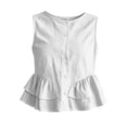 thumbnail image 5 of Women Sleeveless Round Neck Button Down Ruffle Peplum Blouse Casual Solid Color Top, 5 of 7