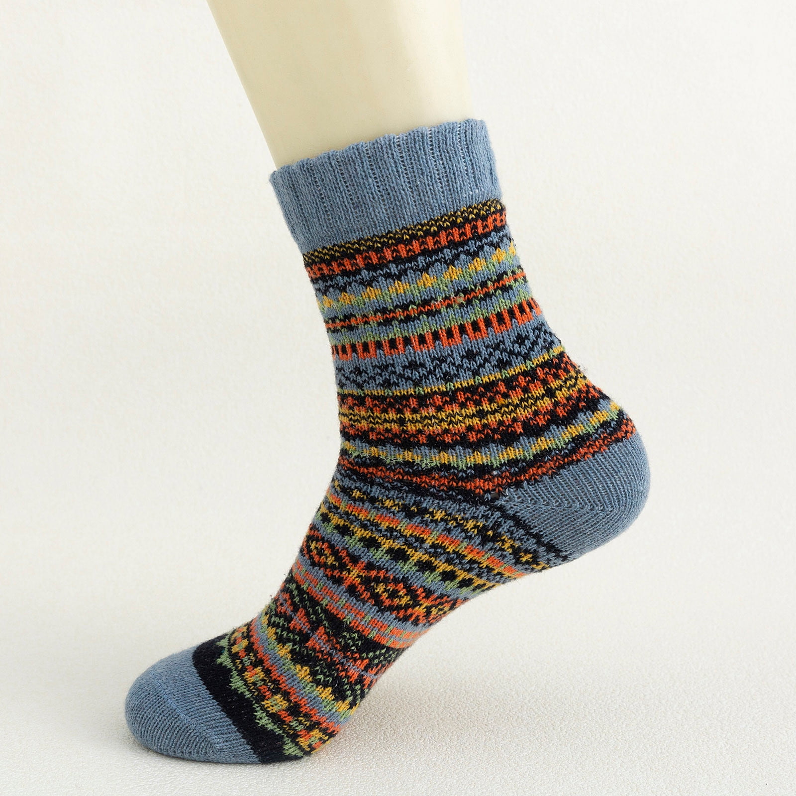 Hxshgdsn 5 Pairs Womens Stocking Stuffers Sockings Winter Gifts Wool Soft Warm Cozy Crew Socks Black,White,Gray,Wine,Blue One Size