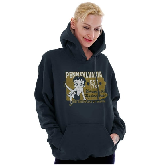 Betty Boop Pennsylvania State Outline Hoodie Sweatshirt Women Brisco Brands S