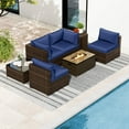 thumbnail image 4 of Costway Ensemble de Mobilier d'Extérieur 7 Pcs avec Table à Foyer de 32 Pouces et Cache-Réservoir de Propane Bleu Marine, 4 of 10