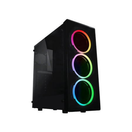 Raidmax NEON Gaming Computer Case See-Through Front and Side Panel with 3 Front Fans (Best Portable Gaming Pc Case)