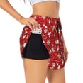thumbnail image 1 of Balery Christmas Santa Cartoon Snowman A Pantalones cortos deportivos para mujer con forro y dos bolsillos, elásticos, para entrenamiento, gimnasio, yoga-Small, 1 of 7