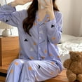 thumbnail image 3 of Ptetnvg 2-piece Set Women Pajama Set Women's Winter Pajamas Cartoon Print Soft Long Sleeve Elastic Waist Homewear Top Pants Long-sleeve Home Wear, 3 of 6