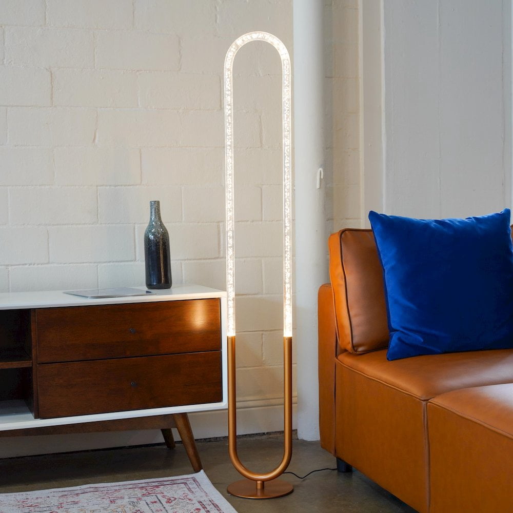 Ashcroft Furniture Zeon LED Floor Lamp Coarse Gold and Clear