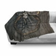 thumbnail image 3 of Barn Wood Wagon Wheel Soft Flannel Fleece Blanket, Long Horned Bull Skull and Old West Wagon Wheel on Rustic Wall, Cozy Plush for Indoor and Outdoor Use, 70" x 90", White Black Brown, by Ambesonne, 3 of 6