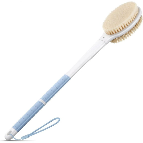 Shower Brush with Soft and Stiff Bristles, 20.5" Long Handle Dual-Sided Back Scrubber Bath Brush Body Exfoliator for Wet or Dry Brushing