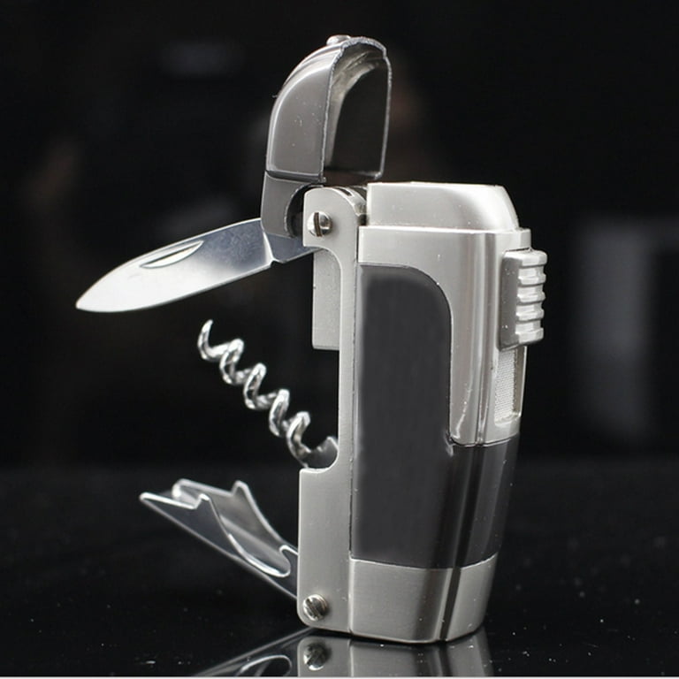 Windproof Lighter Windproof Torch Lighter - Refillable Butane Camping Lighter With Adjustable Jet Flame (Gray Walnut) Titanium Pen