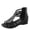 Black, variant on HomeDM Women's Wedge Low Heels Sandals Open Toe Back Zipper Strappy Rhinestone Summer Beach Sandals, Black Size 9.5