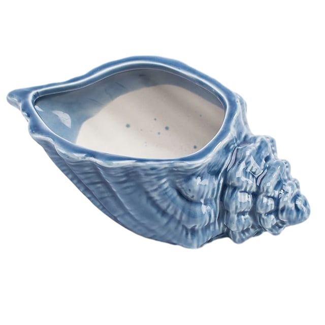 Naiovety Jarrón de pescado de estilo europeo, pieza de decoración bonita y duradera, cerámica ancha, maceta carnosa bonita, jardín de casa Decoración del hogar con agujero Colgante maceta caracol azul
