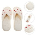 thumbnail image 3 of 1 par de pantuflas de felpa con punta abierta para mujer, bonitas pantuflas de felpa con forma de corazón para interior y exterior, antideslizantes, suaves, color blanco, talla 39-40, 3 of 7