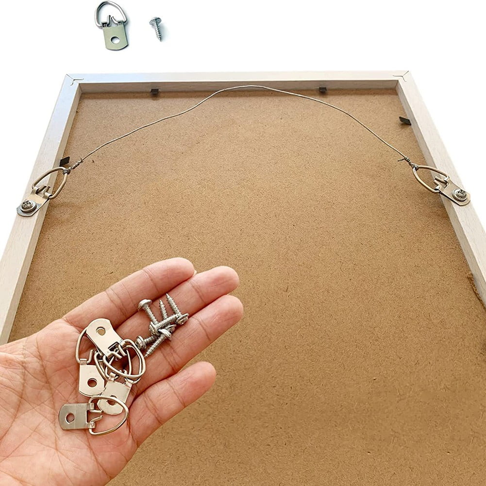 Picture Hangers With Screws Single Hole D-Ring Hook Photo Picture Frame Hanger 50Pcs Smile Home