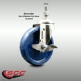 thumbnail image 2 of 5 Inch 316SS Solid Polyurethane Swivel 12mm Threaded Stem Caster with Brake, 2 of 2