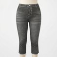thumbnail image 4 of Jean Capris for Women Stretchy High Waisted Denim Capri Leggings Casual Pants with Pocket, 2XL, 4 of 7