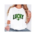 thumbnail image 1 of 1pc Printed with Green Lucky Clover, short-sleeved T-shirt with printed pattern elements, fashionablCamisetas de verano para mujer, manga corta, cuello redondo, casual, lindo, con gráficos, camisetas, 1 of 6