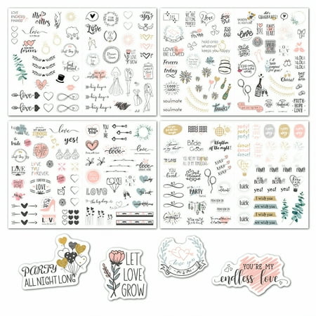 CCOCC 2026 New 4 Sheets/Set Scrapbooking Stickers for Wedding Ceremony Bridal Shower Engagement,For Wedding,Bridal Shower,Engagement,Party,Crafts