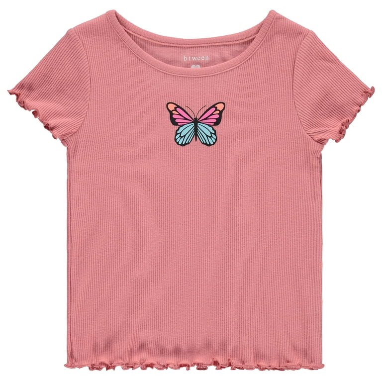 BTween 4-Pack Rib Knit Girls Tops - Short Sleeve Lettuce