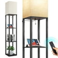 thumbnail image 3 of OUTON 63" Floor Lamp with Shelves, Modern Dimmable Standing Lamps with Remote Control for Living Room, Bedroom, Black, 3 of 12