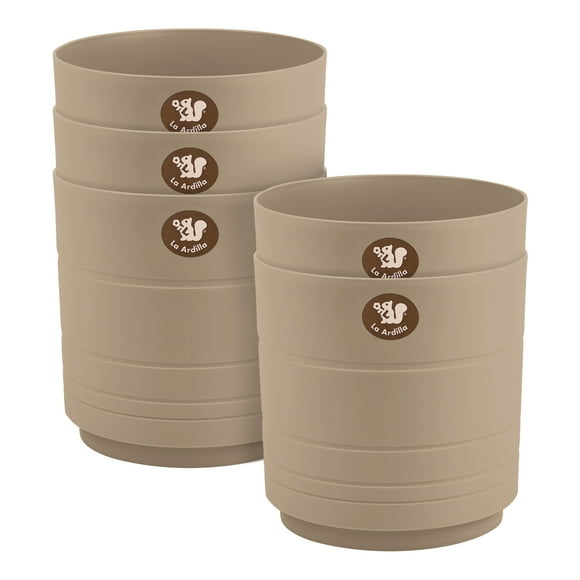 Set 5 Macetas Amalfi Redondas D15.3cm Con Rejilla Interna (Taupe)