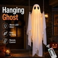 thumbnail image 2 of Halloween Decorations Hanging Swing Ghost Decor,Adjustable Height LED Lighted Outdoor Halloween Decoration,Spooky Cute Ghosts Decor with 8 Modes Lights for Front Porch Yard Tree, 2 of 7