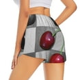 thumbnail image 3 of Sigee Cherries laid for Women's Athletic Shorts High Waisted Running Shorts Pocket Sporty Short Gym Elastic Workout ShortsSmall, 3 of 9