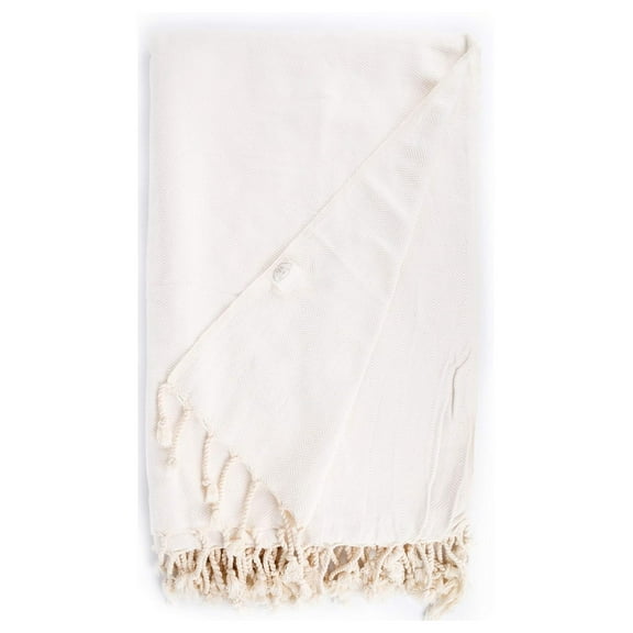 DyGTyX 100% Cotton Milas XL Throw Blanket Turkish Towel - 60x90 Inches, White