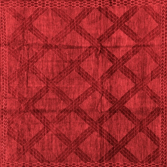 Ahgly Company Indoor Square Abstract Red Modern Area Rugs, 6' Square