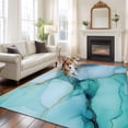 thumbnail image 3 of 5x7 Washable Area Rug, Marble Texture Non-Slip Large Rectangle Rug for Living Room Bedroom, Blue Green Gold Abstract Wave Modern Style Indoor Floor Mat for Home Decor, 3 of 9