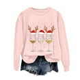 thumbnail image 5 of larppty Women's Oversized Ugly Christmas Sweatshirt Xmas Glass Print Graphic Vacation Tunic Sweater Shirt Christmas Graphic Pullover Top （Pink, S）, 5 of 6
