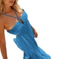 thumbnail image 5 of Wxolcjlv Womens Dresses Solid Halter Neck Pleated Sleeveless Flowy Summer Beach Maxi Dress, 5 of 7