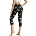 thumbnail image 2 of SCRAWLGOD Honeycomb Bee Print Black Capri Leggings for Women - Lightweight High Waisted Capris Tummy Control Yoga Pants with Pockets Breathable Workout Cycling Tights, 3XL, 2 of 7