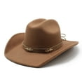 thumbnail image 5 of Womens Cowboy Hats Leather Hat for Men Khaki Hat Country Outfits for Men One Size, 5 of 5