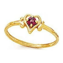 14k Yellow Gold 3mm Round Rhodolite Heart Ring - Size 7.0
