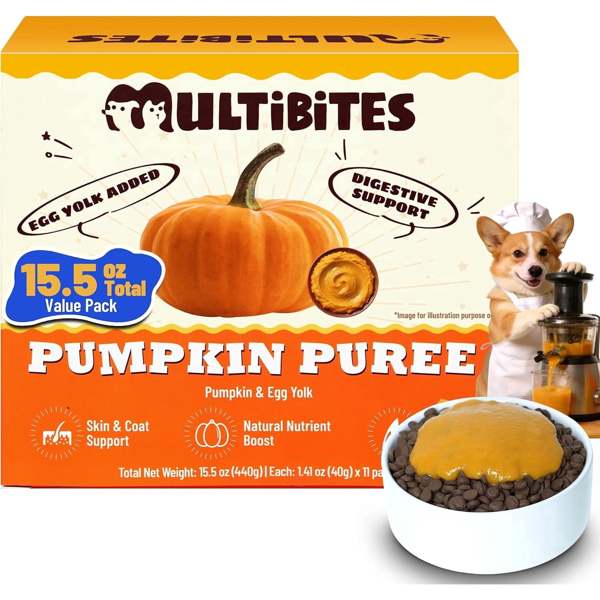 15.5 oz Premium Pumpkin Puree for Cats and Dogs- Digestive Health, Suitable for Sensitive Stomachs, Ideal for Soft Cat Treats - Suitable for Dog Food Toppers, Kitten and Puppy Treats