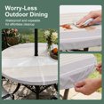 thumbnail image 5 of Round Outdoor Tablecloth with Umbrella Hole and Zipper, Gray Beige Stripe Tablecloth with Elastic Waterproof, Modern Art Horizontal Striped Patio Table Covers for 31" - 35" Picnic Pool Tables, 5 of 9