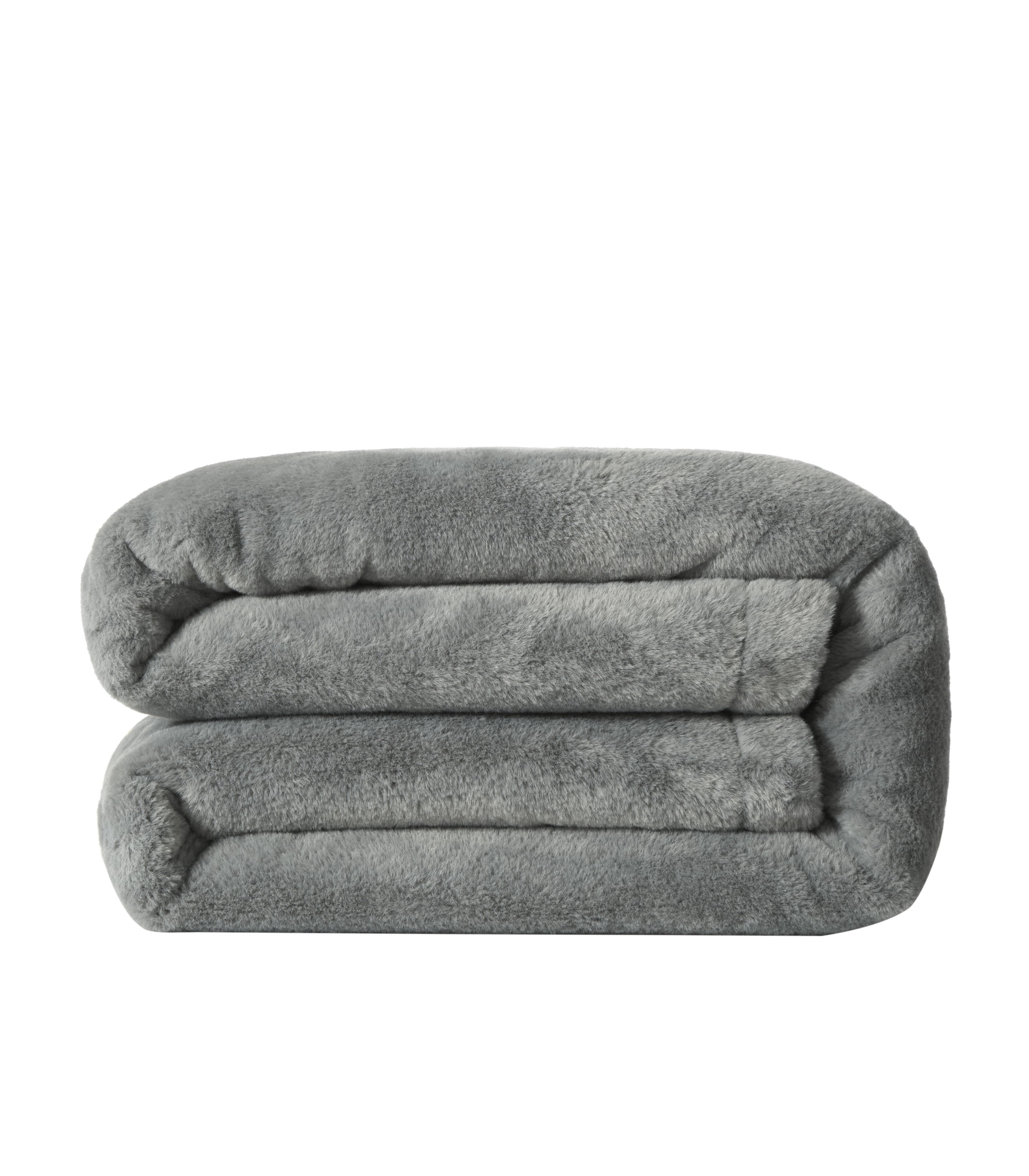 Better Homes & Gardens Cuddle Faux Fur Throw Blanket, 50 in x 72 in, Grey